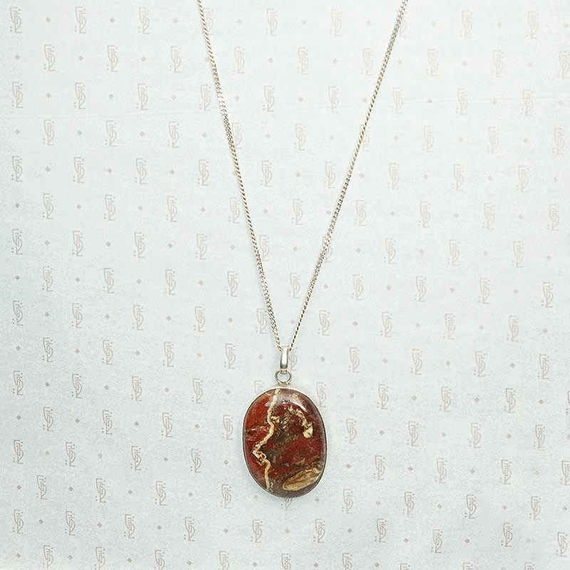 Rich Earth-Toned Jasper Pendant in Silver