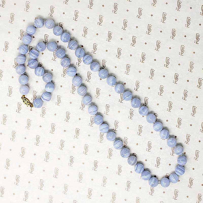 Tranquil Blue Lace Agate Bead Necklace