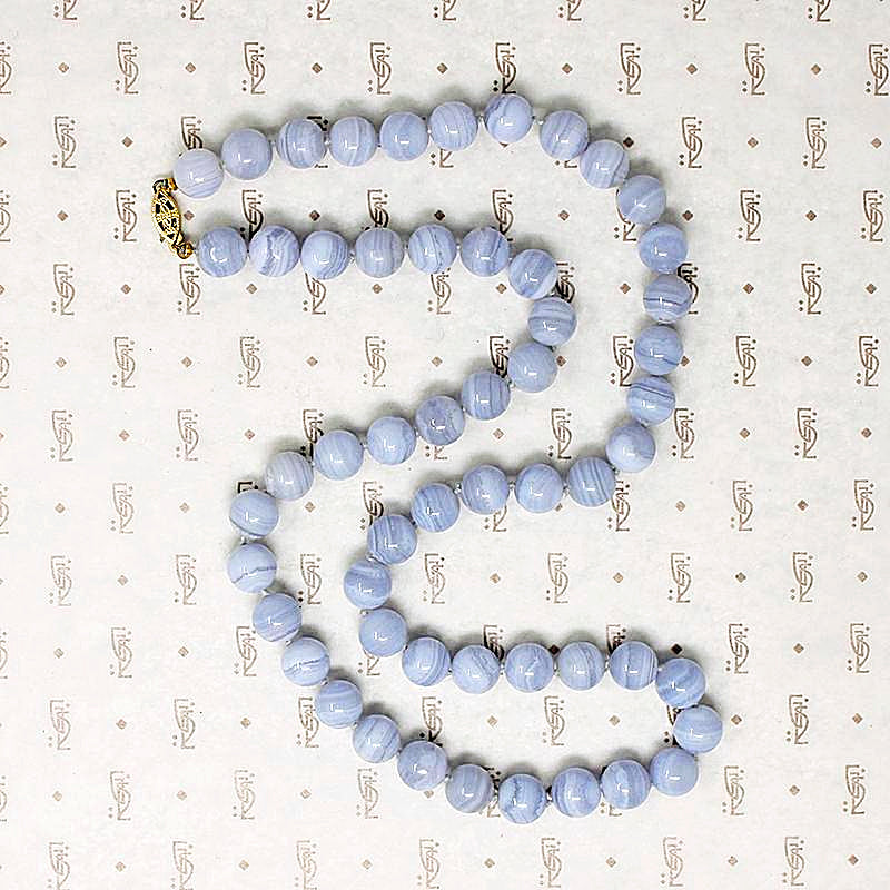 Tranquil Blue Lace Agate Bead Necklace