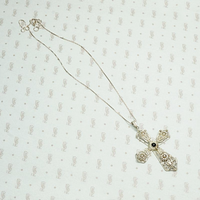 Ornate Filigree Cross with Leaves and Daisies