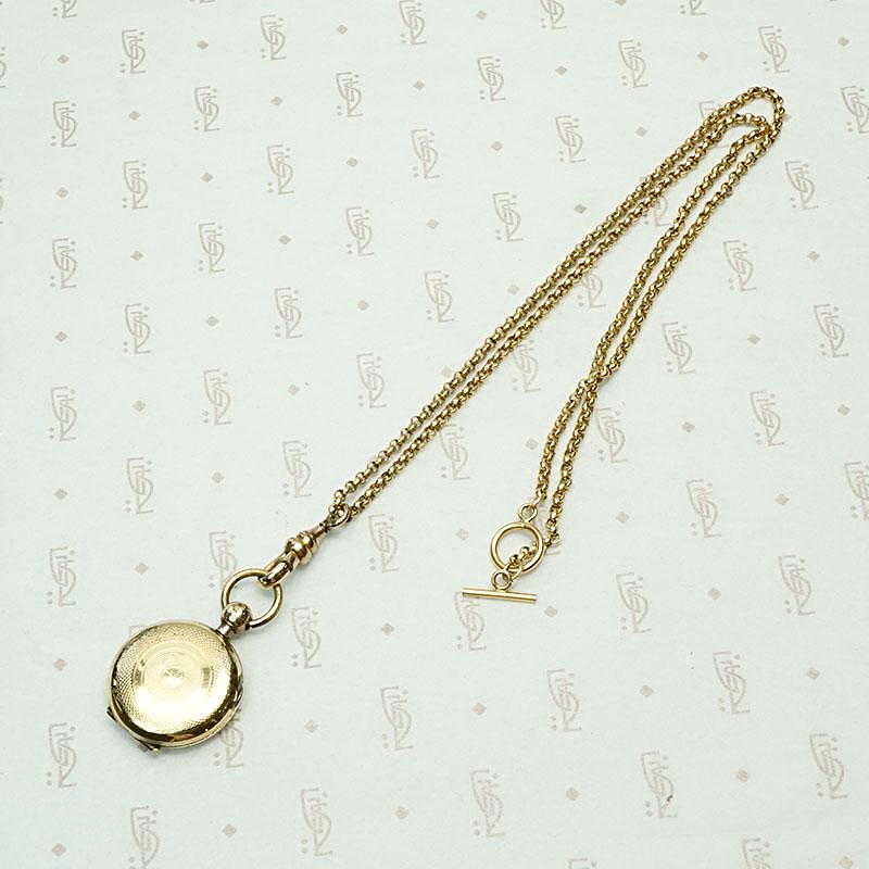 Antique Pocket Watch-Style Locket on Toggle Chain