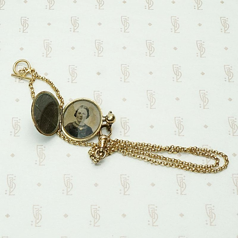 Antique Pocket Watch-Style Locket on Toggle Chain