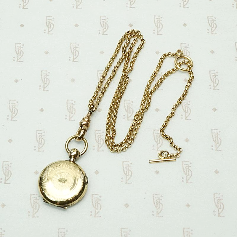 Antique Pocket Watch-Style Locket on Toggle Chain
