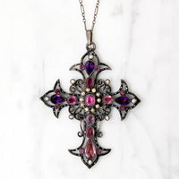 Stunning Beryl, Pearl & Paste French Silver Cross Circa 1830