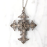 Stunning Beryl, Pearl & Paste French Silver Cross Circa 1830