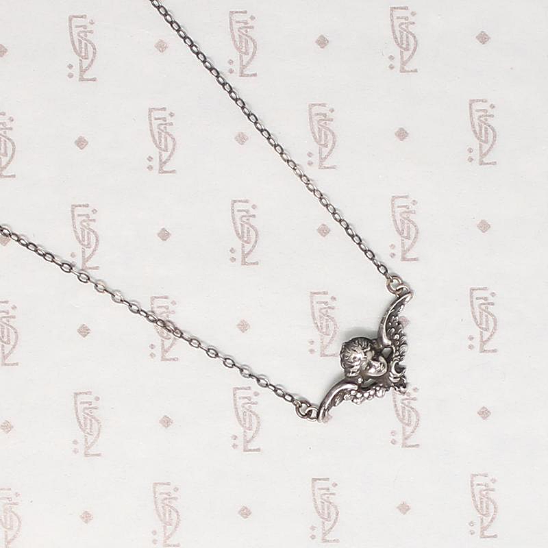 Divine Edwardian Silver Angel Necklace