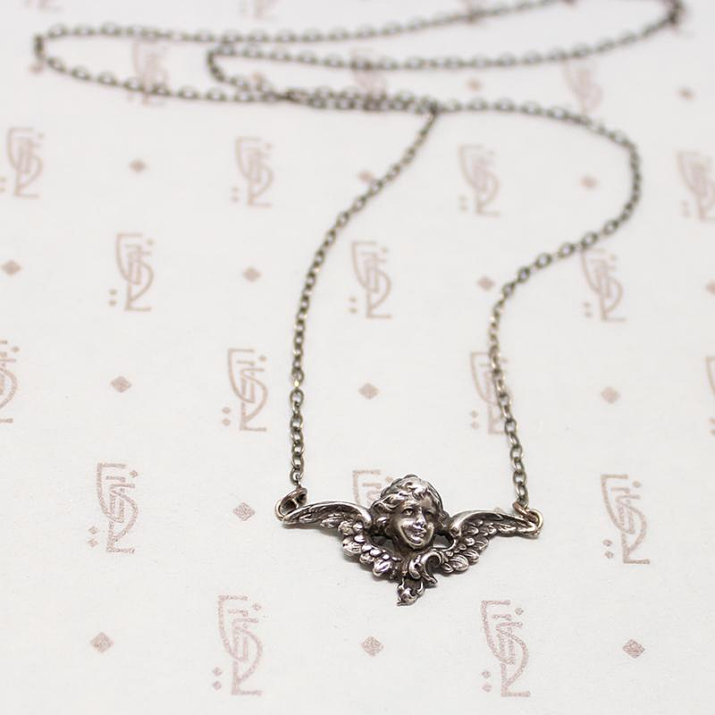Divine Edwardian Silver Angel Necklace