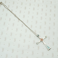 Silver Cross Inlaid with Coral and Turquoise
