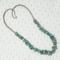 Rough Hewn Turquoise & Silver Bead Necklace 