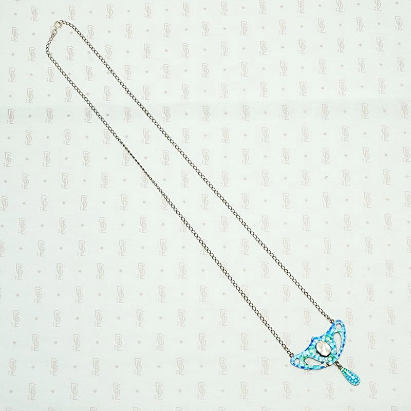 Arts & Crafts Mermaid Mood Enameled Necklace