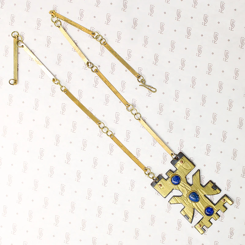 Brilliant Mixed Metal & Lapis Brutalist Necklace