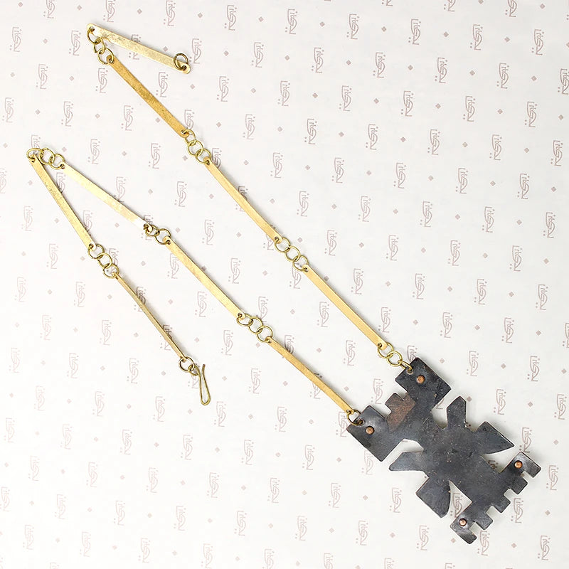Brilliant Mixed Metal & Lapis Brutalist Necklace