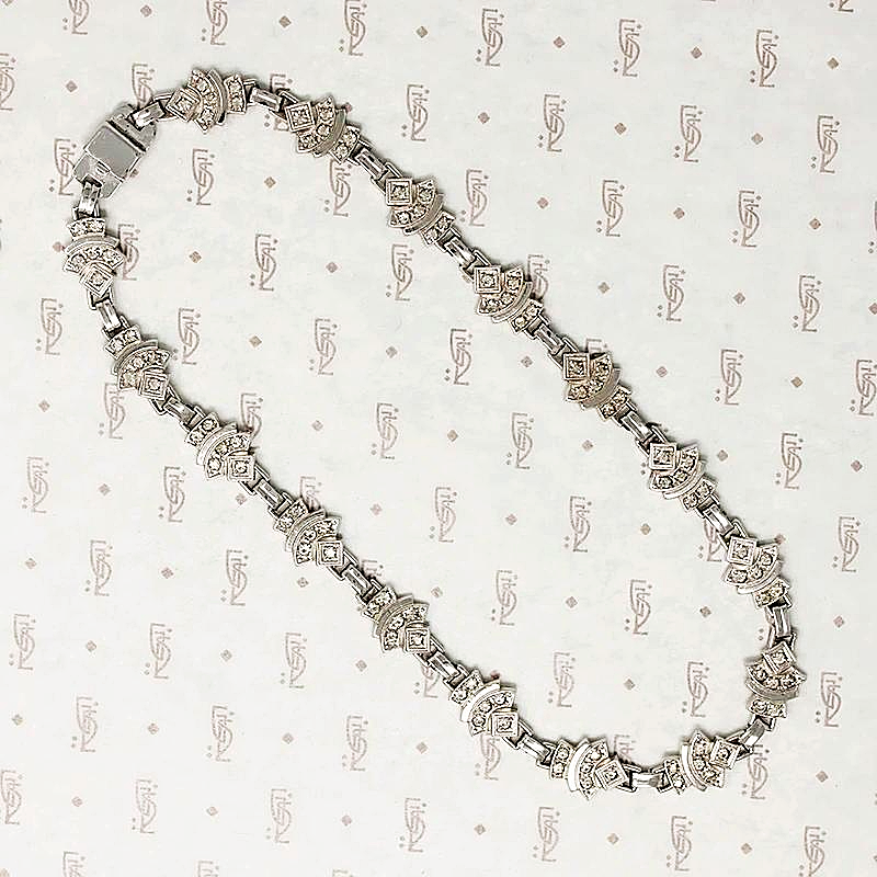 Sterling & Paste Choker with Art Deco Lines