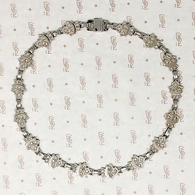 Sterling & Paste Choker with Art Deco Lines