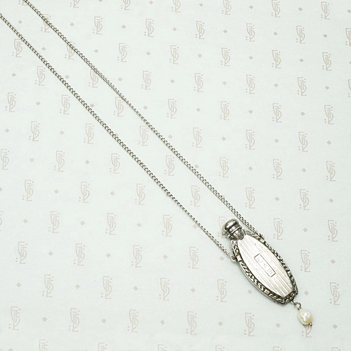 Pinstriped Art Deco Perfume Bottle Necklace
