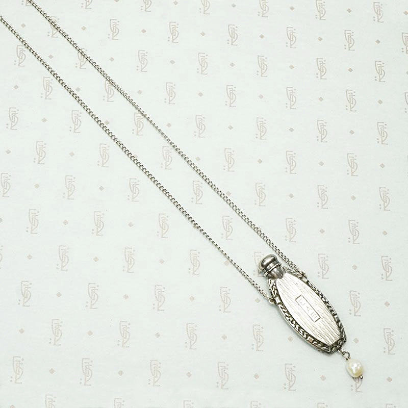 Pinstriped Art Deco Perfume Bottle Necklace