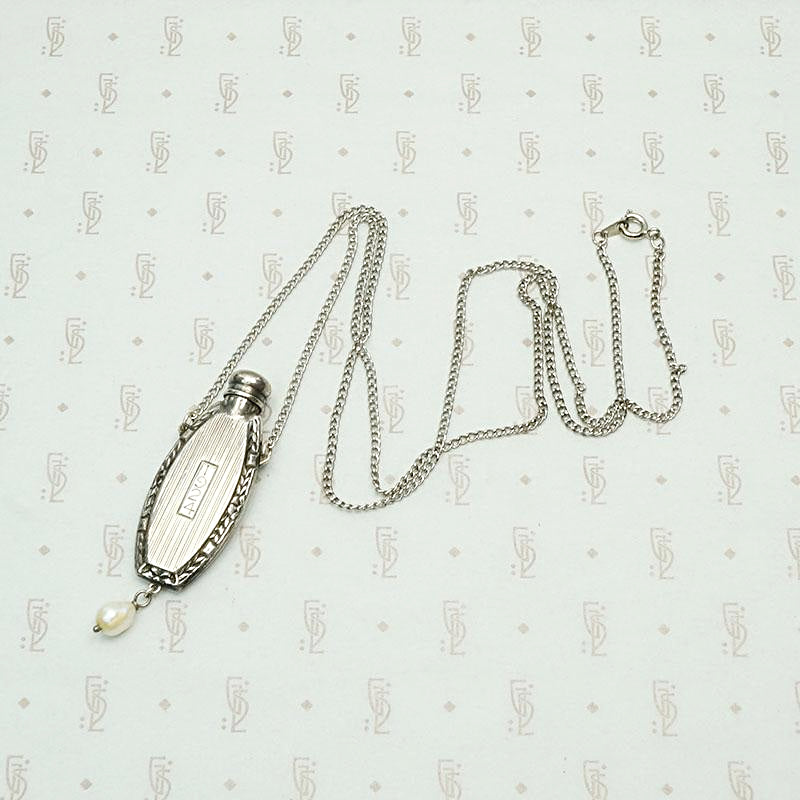 Pinstriped Art Deco Perfume Bottle Necklace