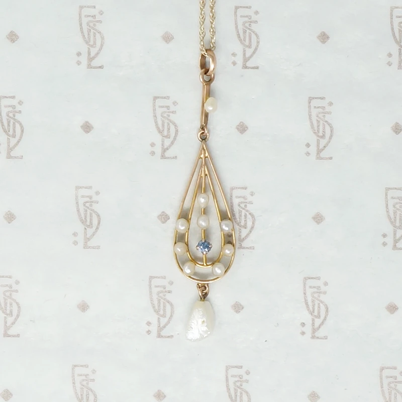 Graceful Sapphire and Pearl Pendant