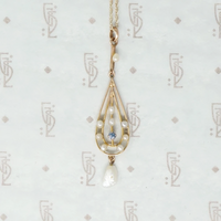 Graceful Sapphire and Pearl Pendant