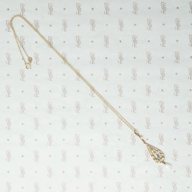 Graceful Sapphire and Pearl Pendant
