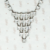Art Deco Crystal and Chrome Bib Necklace