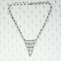 Art Deco Crystal and Chrome Bib Necklace