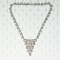 Art Deco Crystal and Chrome Bib Necklace