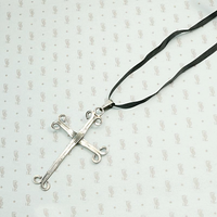Hand Wrought Silver Cross on Silk