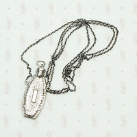 Arts & Crafts Sterling Silver Perfume Bottle Necklace. Detail view.