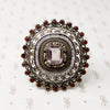Ornate Silver Gilt Filigree Brooch with Glass Gems