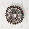 Ornate Silver Gilt Filigree Brooch with Glass Gems