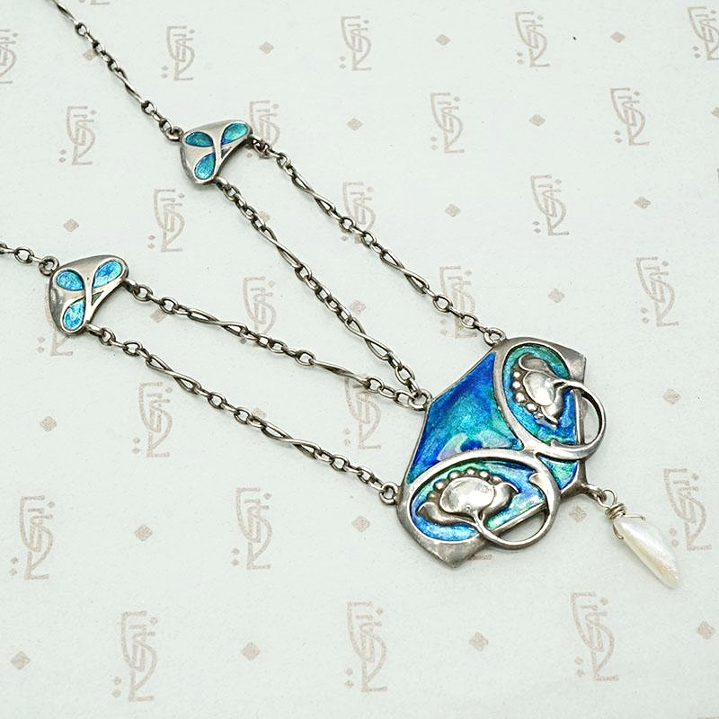 Exquisite Enamel Murrle Bennett Swag Necklace, detail