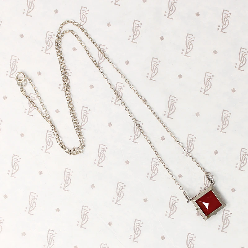 Carnelian & Sterling Silver Deco Necklace