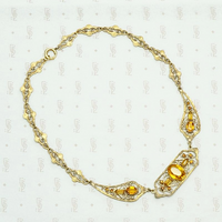 Czech Art Deco Collar in Brass and Golden Glass
