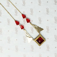 Cherry Red Glass Art Deco Necklace