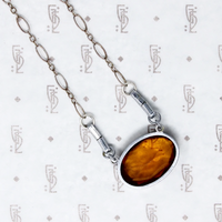 Amber Glass & Chrome Deco Necklace