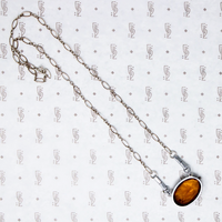 Amber Glass & Chrome Deco Necklace