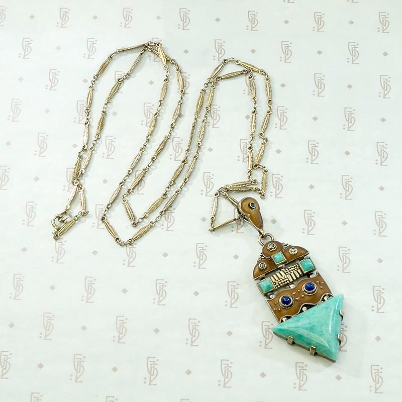 Exciting German Art Deco Pendant & Chain by Fahrner