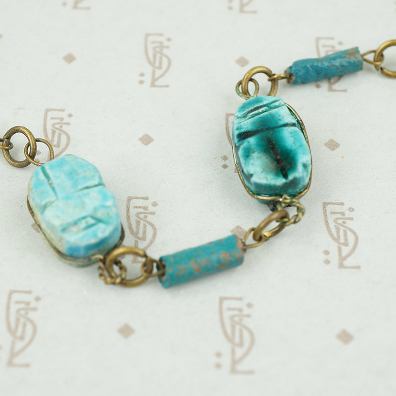 1960's Egyptian Revival Scarab Bead Necklace