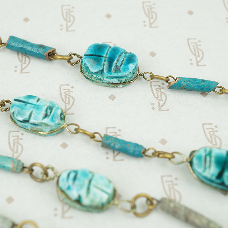 1960's Egyptian Revival Scarab Bead Necklace