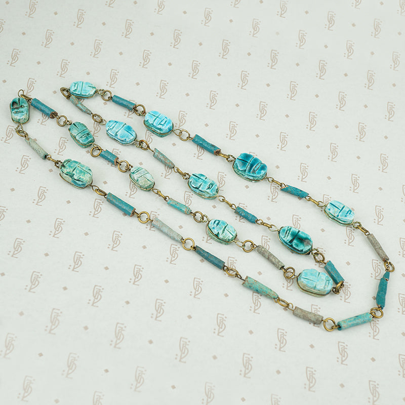 1960's Egyptian Revival Scarab Bead Necklace