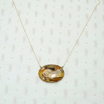 Antique Desert Toned Agate Necklace in 18k Gold