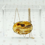 Antique Desert Toned Agate Necklace in 18k Gold