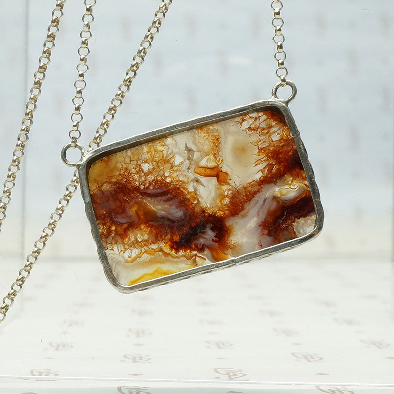 Fascinating Picture Agate Necklace in Silver