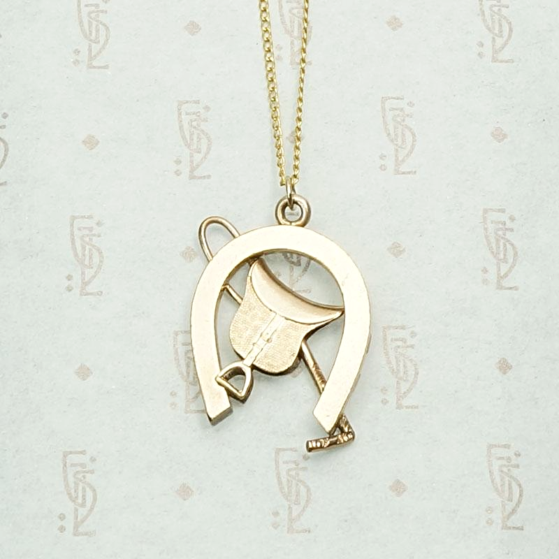 Equestrian Themed Gold Filled Pendant, back view