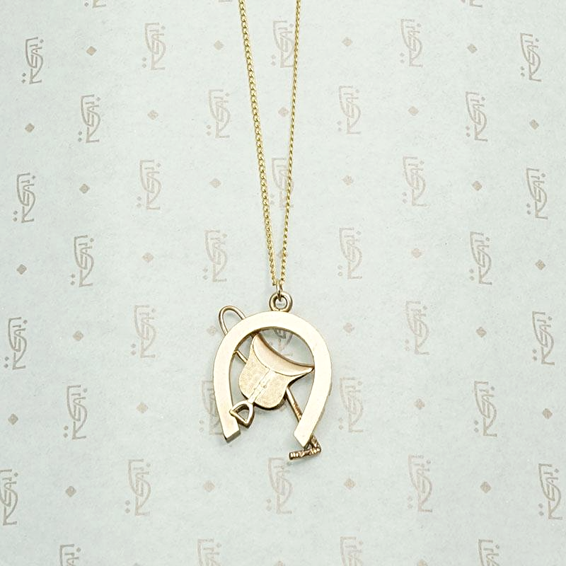 Equestrian Themed Gold Filled Pendant, back view