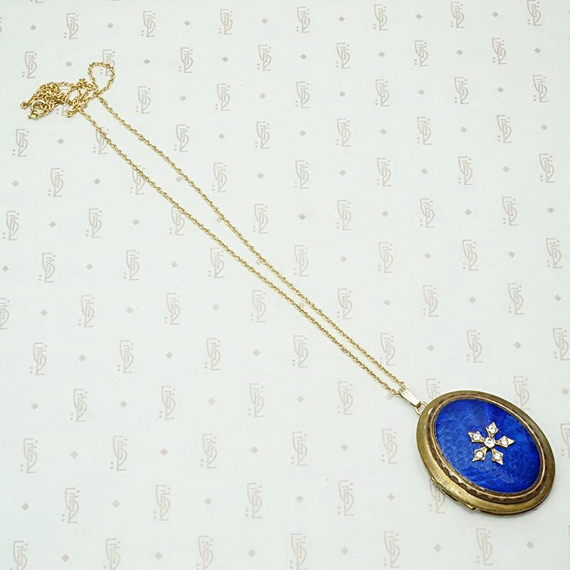 Exquisite Blue Enamel Victorian Revival Locket