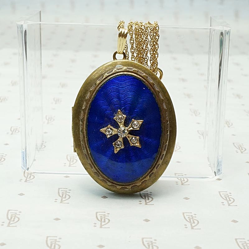 Exquisite Blue Enamel Victorian Revival Locket