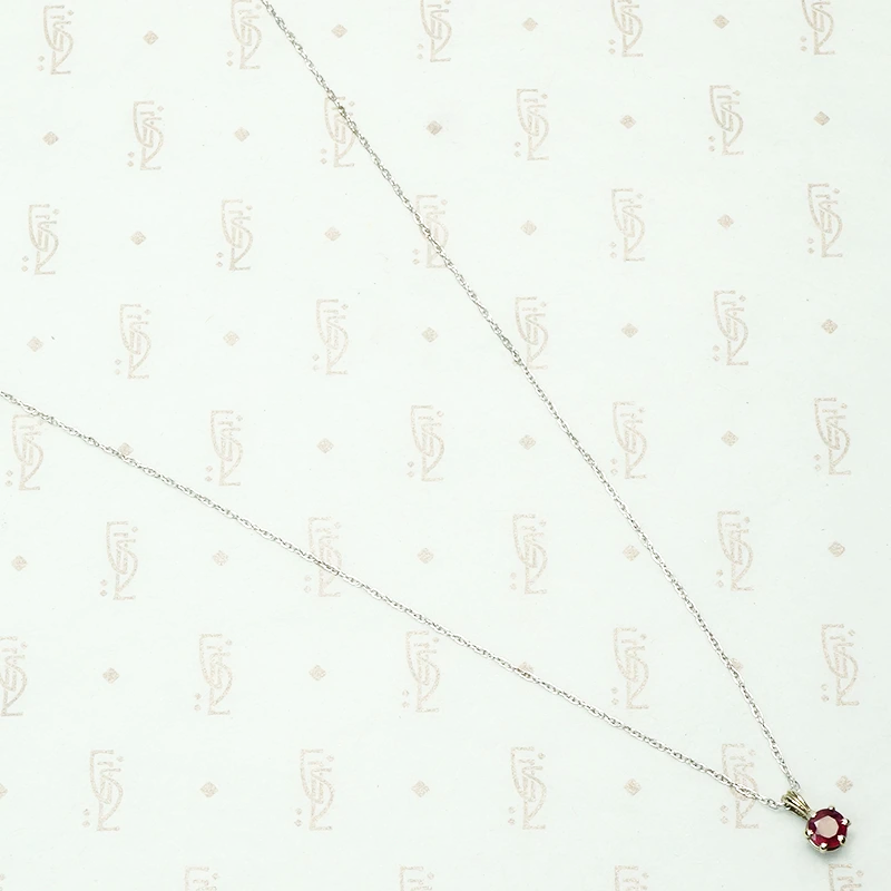 ruby 14k white gold solitaire pendant