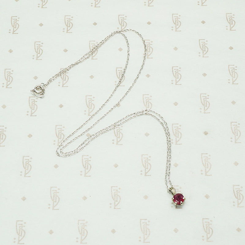 Pretty Red Ruby White Gold Pendant